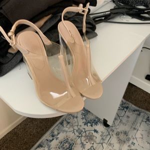 Aldo clear with tan high heels size 6